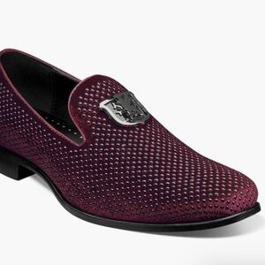Stacy Adams SWAGGER 
Studded Slip On velvet loafer Burgundy Size 8.5